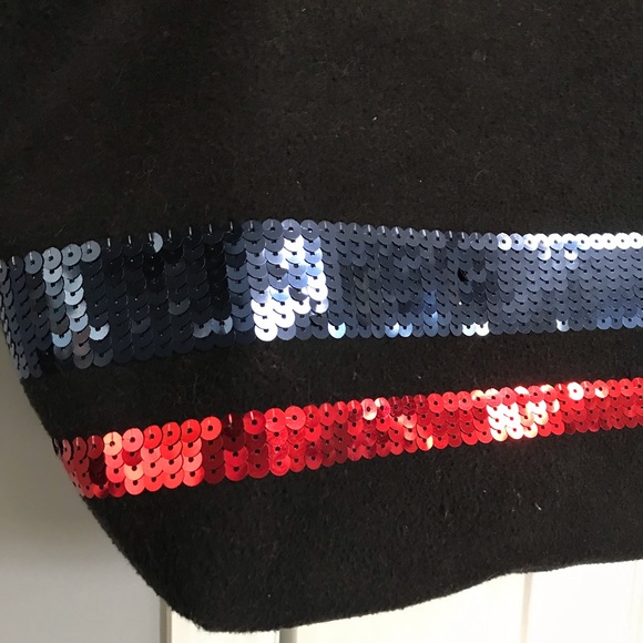 Tommy Hilfiger Black Wool Tote blue & red sequins - Picture 5 of 9